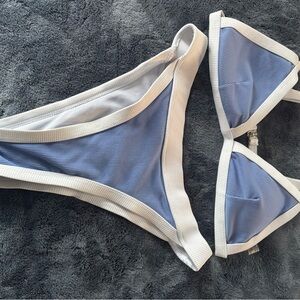 SHEIN Blue and White Bikini Set